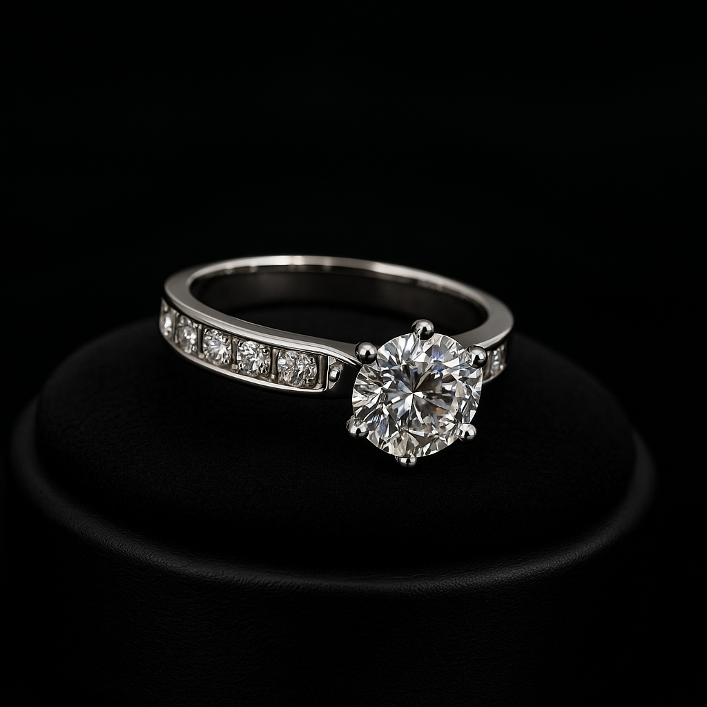 anillo oro blanco y diamantes