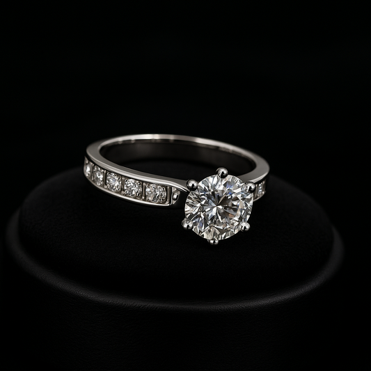anillo oro blanco y diamantes